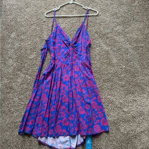 Cupshe Deep Blue and Pink Floral Mini Dress